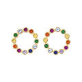 Boucles d'oreille tige en plaqu&eacute; or cercle oxydes multi couleurs Artemare