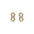 Boucles d'oreille tige en plaqu&eacute; or puce motif infini multi couleurs