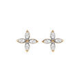 Boucles d'oreille sur Artemare : Boucles d'oreille tige en plaqu&eacute; or forme fleur avec oxydes blancs serti