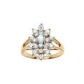 Bagues sur Artemare : Bague plaqu&eacute; or marquise avec oxydes bleu clair et blancs