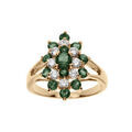 Bagues sur Artemare : Bague plaqu&eacute; or marquise avec oxydes verts et blancs