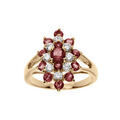 Bagues sur Artemare : Bague plaqu&eacute; or marquise avec oxydes rouges et blancs