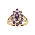 Bagues sur Artemare : Bague plaqu&eacute; or marquise avec oxydes violets et blancs