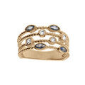 Bagues sur Artemare : Bague plaqu&eacute; or 4 rangs avec oxydes blancs et violets