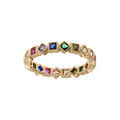 Bagues sur Artemare : Bague plaqu&eacute; or style alliance avec oxydesde forme g&eacute;ometrique multi couleurs