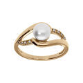 Bagues sur Artemare : Bague plaqu&eacute; or perle de culture d'eau douce avec oxydes blancs sertis