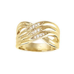 Bague plaqu&eacute; or crois&eacute;es avec oxydes blancs sertis