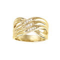 Bague plaqu&eacute; or crois&eacute;es avec oxydes blancs sertis