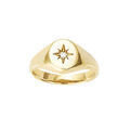 Chevaliere en plaqu&eacute; or femme ovale avec &eacute;toile oxyde blanc Artemare