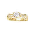 Bague en plaqu&eacute; or tresse solitaire avec oxydes blancs Artemare