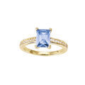 Bagues sur Artemare : Bague plaqu&eacute; or avec rectangle oxyde bleu et blanc