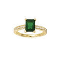 Bague plaqu&eacute; or avec rectangle oxyde vert