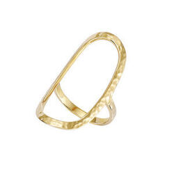Bague plaqu&eacute; or de forme ovale &eacute;vid&eacute;e martel&eacute;e