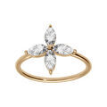 Bague plaqu&eacute; or de forme fleur verre bleu fonc&eacute;