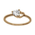 Bague en plaqu&eacute; or avec double coeur oxyde blanc et &eacute;vid&eacute;