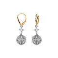 Boucles d'oreille dormeuse argent rhodi&eacute; et dor&eacute; jaune rond diamant&eacute; avec 1 oxyde blanc Artemare