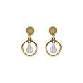 Boucles d'oreille sur Artemare : Boucles d'oreille tige argent dor&eacute; jaune cercles et pastilles oxydes blancs