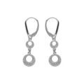 Boucles d'oreille sur Artemare : Boucles d'oreille dormeuse argent rhodi&eacute; 2 cercles &eacute;vid&eacute; oxydes blancs
