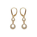 Boucles d'oreille dormeuse en argent dor&eacute; jaune 2 cercles &eacute;vid&eacute; d'oxydes blancs Artemare