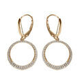 Boucles d'oreille dormeuse en argent dor&eacute; cercle &eacute;vid&eacute; et oxydes blancs