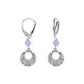 Boucles d'oreille sur Artemare : Boucles d'oreille dormeuse argent rhodi&eacute; pastille martel&eacute; avec 1 boule jade bleu ciel