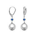 Boucles d'oreille sur Artemare : Boucles d'oreille dormeuse argent rhodi&eacute; cercle diamant&eacute; et 1 oxyde bleu