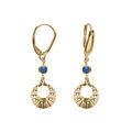 Boucles d'oreille sur Artemare : Boucles d'oreille dormeuse argent dorr&eacute; jaune cercle diamant&eacute; et 1 oxyde bleu
