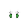 Boucles d'oreille sur Artemare : Boucles d'oreille dormeuse argent rhodi&eacute; oxydes blancs et vert