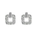 Boucles d'oreille sur Artemare : Boucles d'oreille tige argent rhodi&eacute; carr&eacute; oxydes blancs sertis