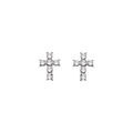 Boucles d'oreille tige argent rhodi&eacute; pendentif croix oxydes blancs Artemare