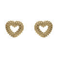 Boucles d'oreille sur Artemare : Boucles d'oreille tige argent dor&eacute; coeur oxydes blancs