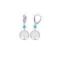 Boucles d'oreille dormeuse argent rhodi&eacute; arbre de vie 15mm et boule jade vert clair v&eacute;ritable Artemare