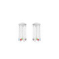 Boucles d'oreille sur Artemare : Boucles d'oreille tige argent rhodi&eacute; 4 cha&icirc;nettes perles multicouleur