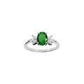 Bague en argent rhodi&eacute; avec oxydes blancs et vert en forme de fleur Artemare
