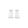 Boucles d'oreille tige argent rhodi&eacute; 5 cha&icirc;nettes avec perles blanches Artemare