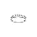Bague en argent rhodi&eacute; 2 rangs orn&eacute; d'un rail d'oxydes blancs sertis Artemare