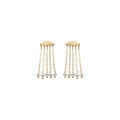 Boucles d'oreille tige argent dor&eacute; 5 cha&icirc;nettes avec perles blanches Artemare