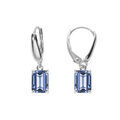 Boucles d'oreille sur Artemare : Boucles d'oreille dormeuse argent rhodi&eacute; oxyde rectangulaire bleu ciel