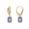 Boucles d'oreille dormeuse argent dor&eacute; oxyde rectangulaire bleu ciel