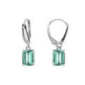 Boucles d'oreille dormeuse argent rhodi&eacute; oxyde rectangulaire bleu vert
