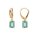 Boucles d'oreille dormeuse argent dor&eacute; oxyde rectangulaire bleu vert