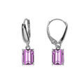 Boucles d'oreille dormeuse argent rhodi&eacute; oxyde rectangulaire violet Artemare