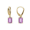 Boucles d'oreille dormeuse argent dor&eacute; oxyde rectangulaire violet Artemare