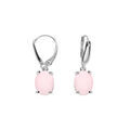 Boucles d'oreille dormeuse argent rhodi&eacute; oxyde ovale 10 x 7.5mm rose opaque Artemare