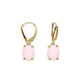 Boucles d'oreille sur Artemare : Boucles d'oreille dormeuse argent dor&eacute; oxyde ovale 10 x 7.5mm rose opaque