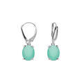 Boucles d'oreille sur Artemare : Boucles d'oreille dormeuse argent rhodi&eacute; oxyde ovale 10 x 7.5mm vert opaque