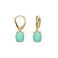 Boucles d'oreille dormeuse argent dor&eacute; oxyde ovale 10 x 7.5mm vert opaque Artemare