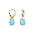Boucles d'oreille sur Artemare : Boucles d'oreille dormeuse argent dor&eacute; oxyde ovale 10 x 7.5mm bleu clair opaque