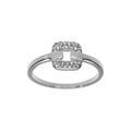 Bague en argent rhodi&eacute; avec carr&eacute; d'oxydes blancs sertis Artemare