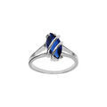 Bague en argent rhodi&eacute; forme navette ovale oxyde bleu Artemare